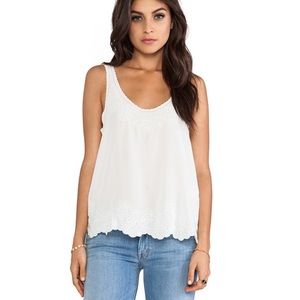 ❌SOLD❌ Joie Boyd Silk Eyelet Tank in Porcelain White